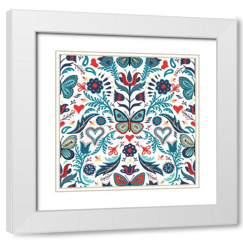 Butterfly Garden White Modern Wood Framed Art Print with Double Matting by Piddix