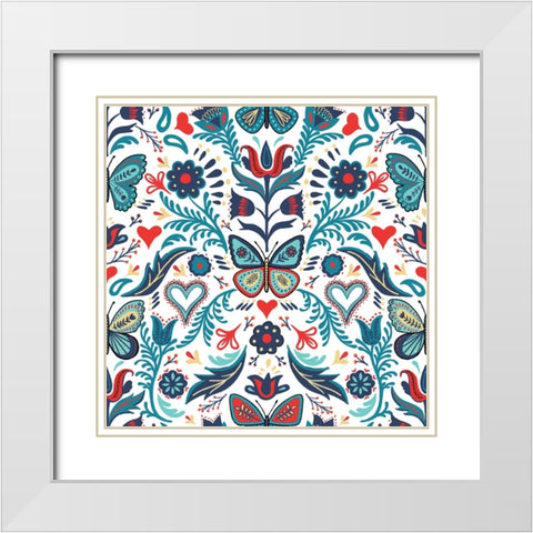 Butterfly Garden White Modern Wood Framed Art Print with Double Matting by Piddix
