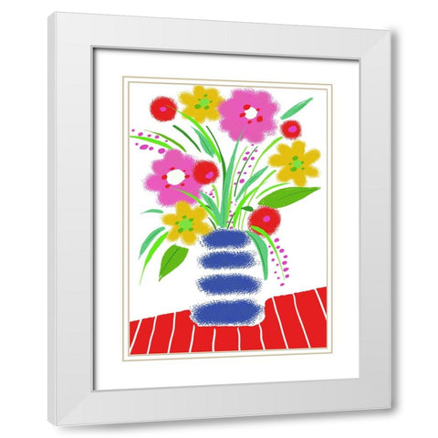 Pop Bouquet II White Modern Wood Framed Art Print with Double Matting by Mosher, Deidre