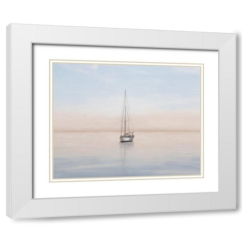 Quiet Morning Sail White Modern Wood Framed Art Print with Double Matting by Medley, Elizabeth