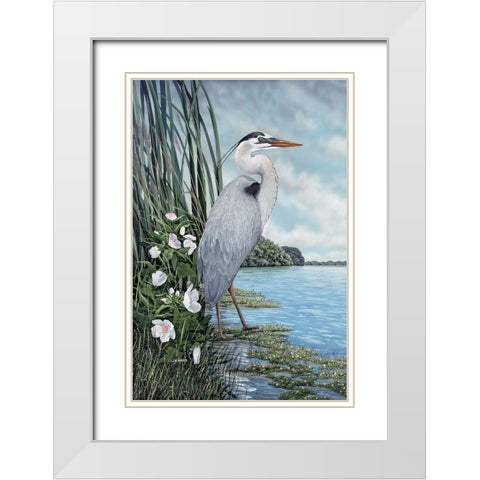 Great Blue Heron White Modern Wood Framed Art Print with Double Matting by Harris, James