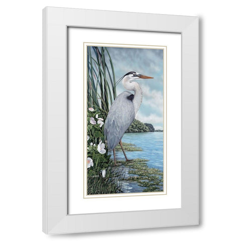 Great Blue Heron White Modern Wood Framed Art Print with Double Matting by Harris, James