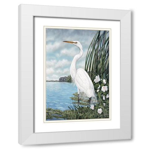Great White Egret White Modern Wood Framed Art Print with Double Matting by Harris, James