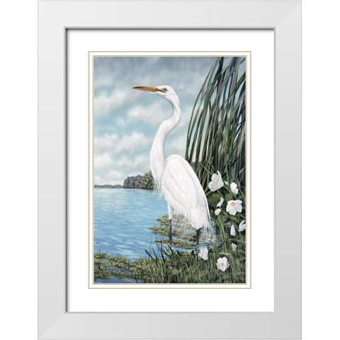 Great White Egret White Modern Wood Framed Art Print with Double Matting by Harris, James