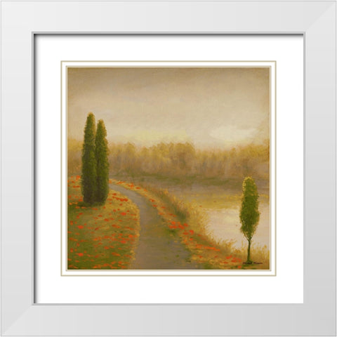 Isle Floral Pathway I White Modern Wood Framed Art Print with Double Matting by Marcon, Michael