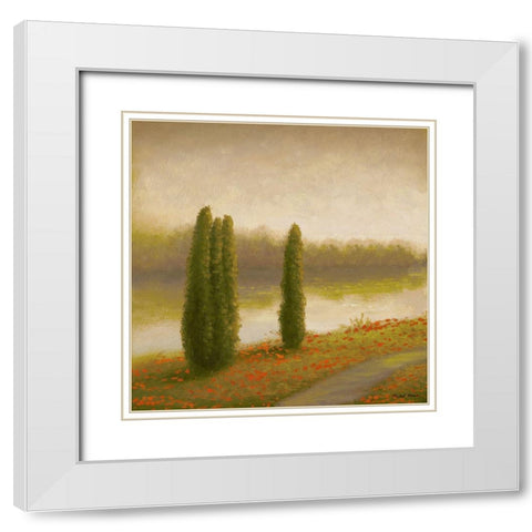 Isle Floral Pathway II White Modern Wood Framed Art Print with Double Matting by Marcon, Michael