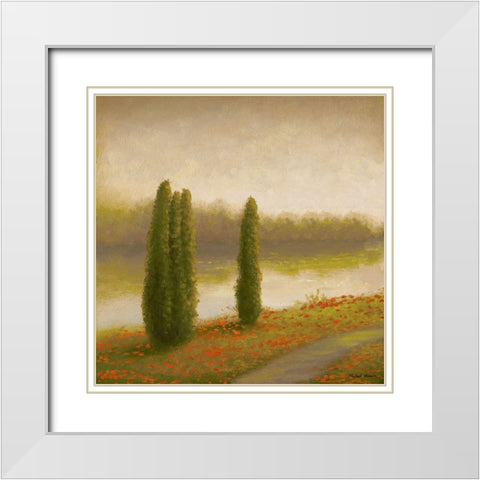 Isle Floral Pathway II White Modern Wood Framed Art Print with Double Matting by Marcon, Michael