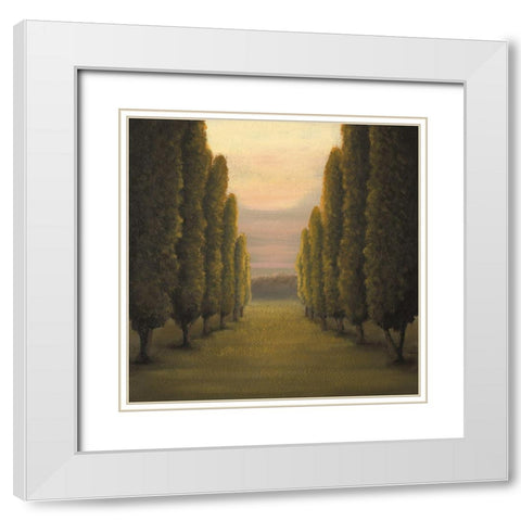 English Garden I White Modern Wood Framed Art Print with Double Matting by Marcon, Michael