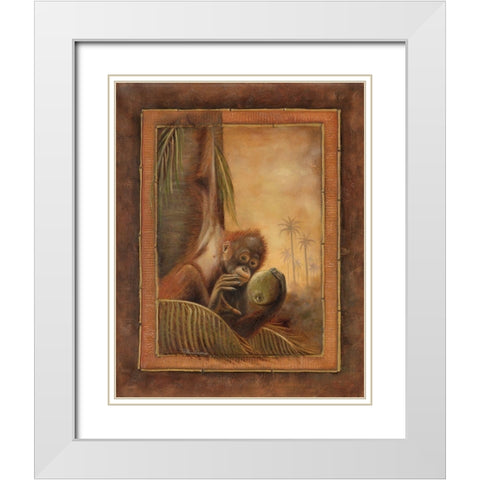 Orangutan I White Modern Wood Framed Art Print with Double Matting by Pinto, Patricia