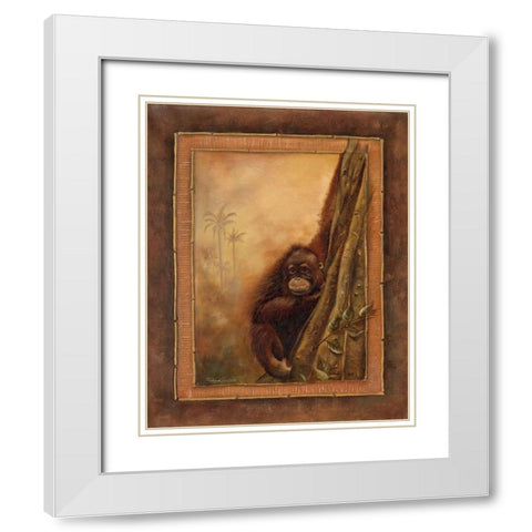 Orangutan II White Modern Wood Framed Art Print with Double Matting by Pinto, Patricia