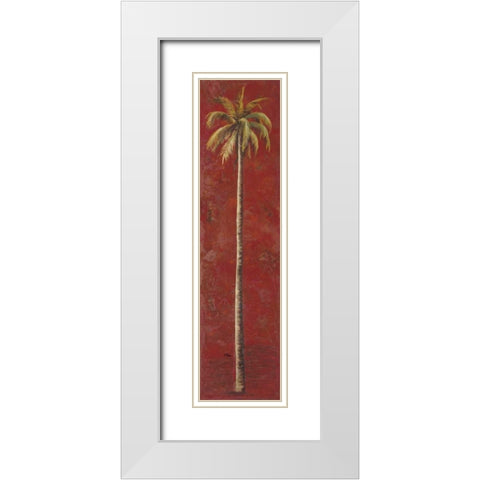 Red Palm I White Modern Wood Framed Art Print with Double Matting by Pinto, Patricia
