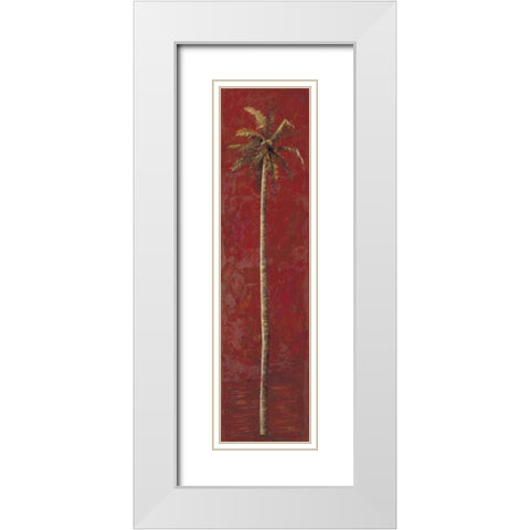 Red Palm III White Modern Wood Framed Art Print with Double Matting by Pinto, Patricia