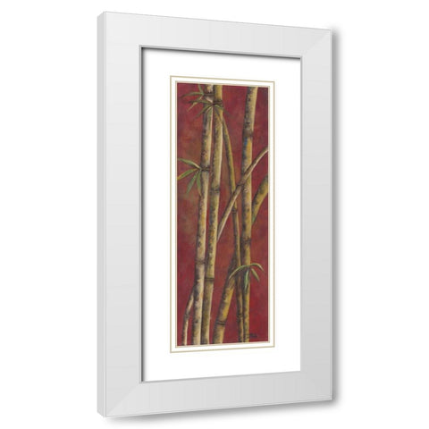 Red Bamboo I White Modern Wood Framed Art Print with Double Matting by Pinto, Patricia