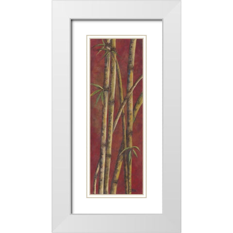 Red Bamboo I White Modern Wood Framed Art Print with Double Matting by Pinto, Patricia