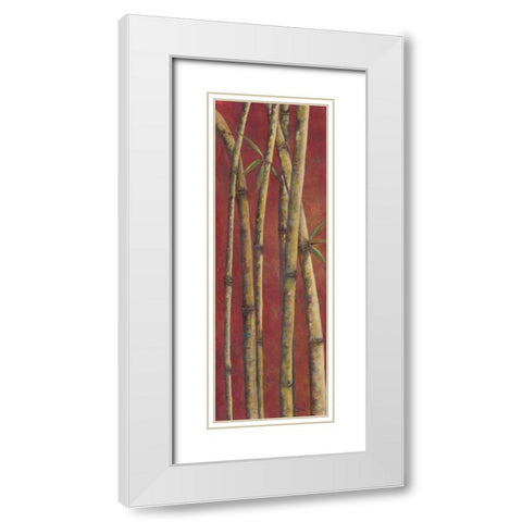 Red Bamboo II White Modern Wood Framed Art Print with Double Matting by Pinto, Patricia