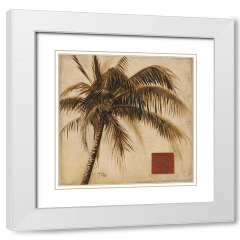 Sepia Palm I White Modern Wood Framed Art Print with Double Matting by Pinto, Patricia