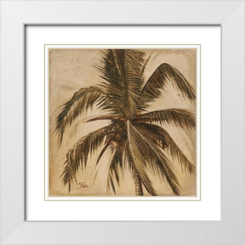 Sepia Palm III White Modern Wood Framed Art Print with Double Matting by Pinto, Patricia