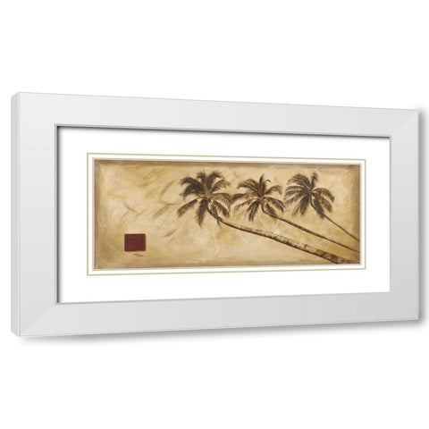 Sepia Palms White Modern Wood Framed Art Print with Double Matting by Pinto, Patricia