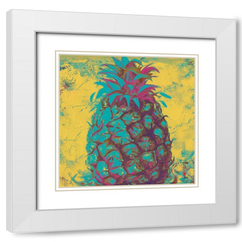 Pop Contemporary Pineapple II White Modern Wood Framed Art Print with Double Matting by Pinto, Patricia
