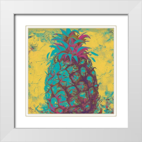 Pop Contemporary Pineapple II White Modern Wood Framed Art Print with Double Matting by Pinto, Patricia
