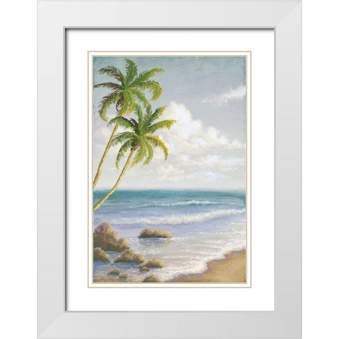 Atlantic Seaside I White Modern Wood Framed Art Print with Double Matting by Marcon, Michael