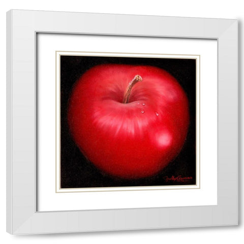 Red Apple White Modern Wood Framed Art Print with Double Matting by Arenas, Nelly