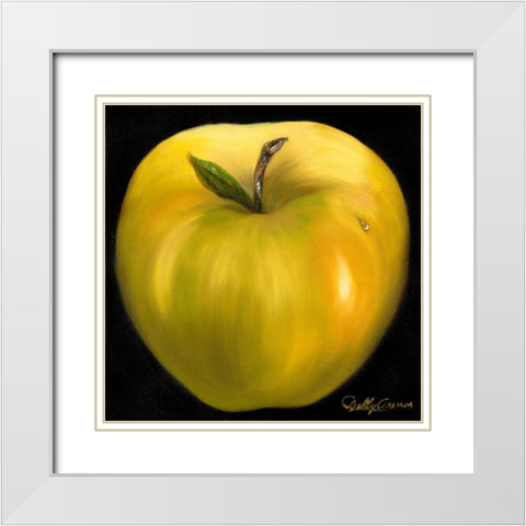 Yellow Apple White Modern Wood Framed Art Print with Double Matting by Arenas, Nelly