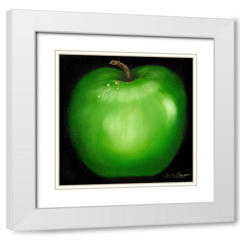 Green Apple White Modern Wood Framed Art Print with Double Matting by Arenas, Nelly