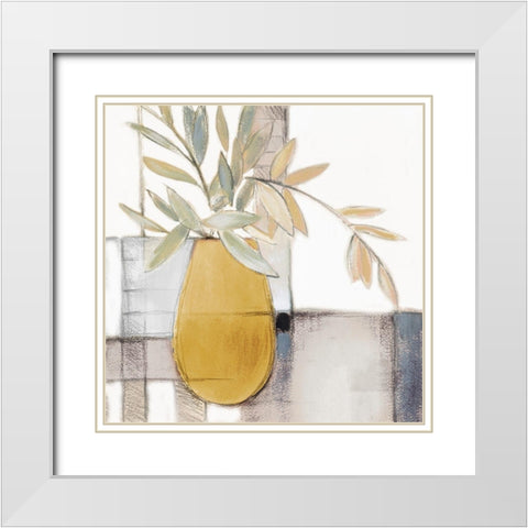 Golden Afternoon Bamboo Leaves I White Modern Wood Framed Art Print with Double Matting by Loreth, Lanie