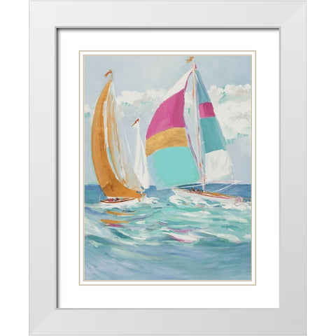 Pastel Full Sail II White Modern Wood Framed Art Print with Double Matting by Slivka, Jane