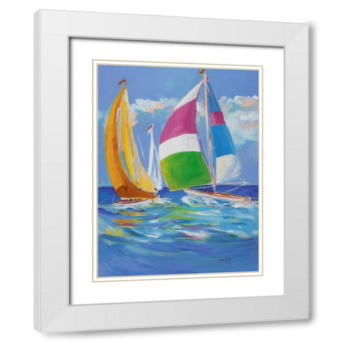 Full Sail II White Modern Wood Framed Art Print with Double Matting by Slivka, Jane
