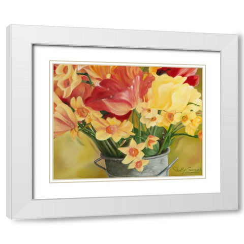 Primavera I White Modern Wood Framed Art Print with Double Matting by Arenas, Nelly