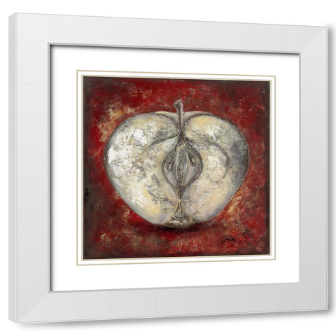 Manzana Roja White Modern Wood Framed Art Print with Double Matting by Pinto, Patricia