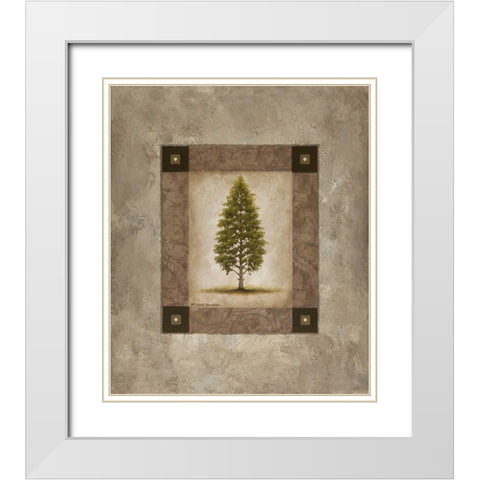 European Pine I White Modern Wood Framed Art Print with Double Matting by Marcon, Michael