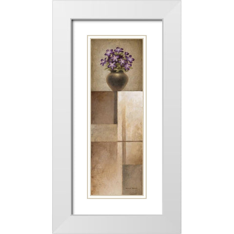 Floral Motif I White Modern Wood Framed Art Print with Double Matting by Marcon, Michael