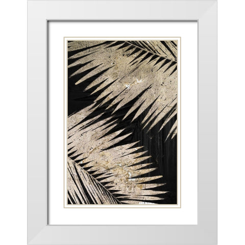 Natural Palms on Black III White Modern Wood Framed Art Print with Double Matting by Pinto, Patricia