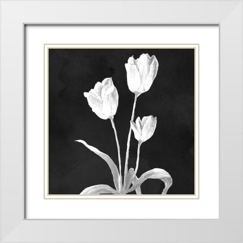 Stillness on Black Square I White Modern Wood Framed Art Print with Double Matting by Marcon, Michael
