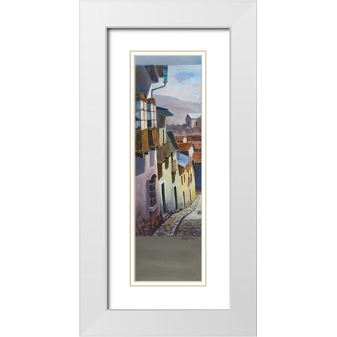Pueblito I White Modern Wood Framed Art Print with Double Matting by Arenas, Nelly