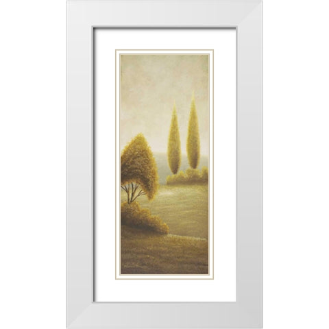Beyond Elgin I-evergreen trees White Modern Wood Framed Art Print with Double Matting by Marcon, Michael