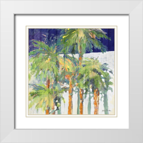 Wood Shadow Palms I White Modern Wood Framed Art Print with Double Matting by Slivka, Jane
