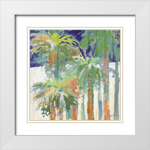 Wood Shadow Palms II White Modern Wood Framed Art Print with Double Matting by Slivka, Jane