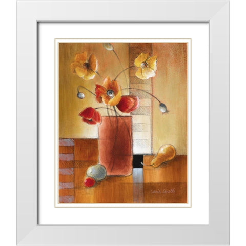 Afternoon Poppy Still Life I White Modern Wood Framed Art Print with Double Matting by Loreth, Lanie