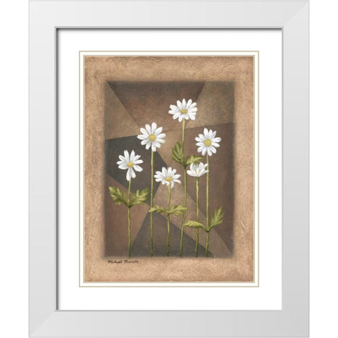 White Daisies White Modern Wood Framed Art Print with Double Matting by Marcon, Michael