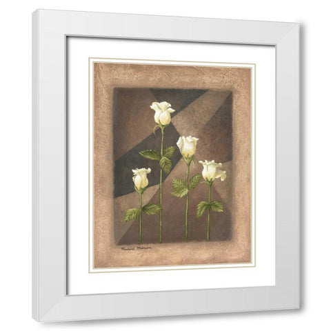 Yellow Roses White Modern Wood Framed Art Print with Double Matting by Marcon, Michael
