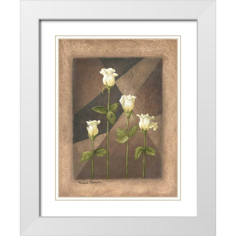 Yellow Roses White Modern Wood Framed Art Print with Double Matting by Marcon, Michael