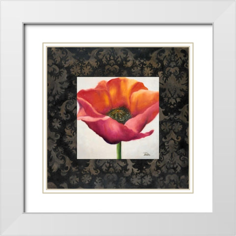Poppy Flower I White Modern Wood Framed Art Print with Double Matting by Pinto, Patricia
