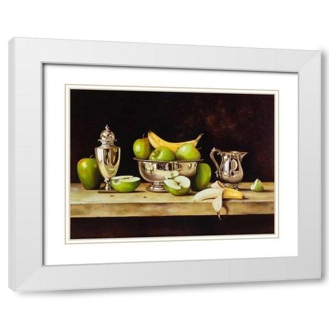 Manzanas White Modern Wood Framed Art Print with Double Matting by Pinto, Patricia
