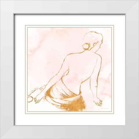 Seated Woman Rose Gold White Modern Wood Framed Art Print with Double Matting by Loreth, Lanie