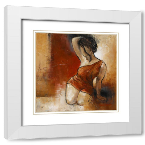 Seated Woman II White Modern Wood Framed Art Print with Double Matting by Loreth, Lanie
