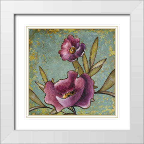 Purple Poppies I White Modern Wood Framed Art Print with Double Matting by Loreth, Lanie